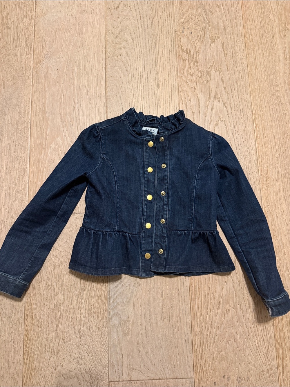 Kids Dark Blue Denim Peplum Jacket with Gold Buttons size 5 to 6 Janie and Jack